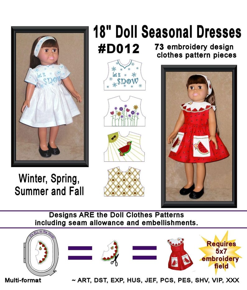 18 Doll Seasonal Dresses Fits American Girl D012 Etsy