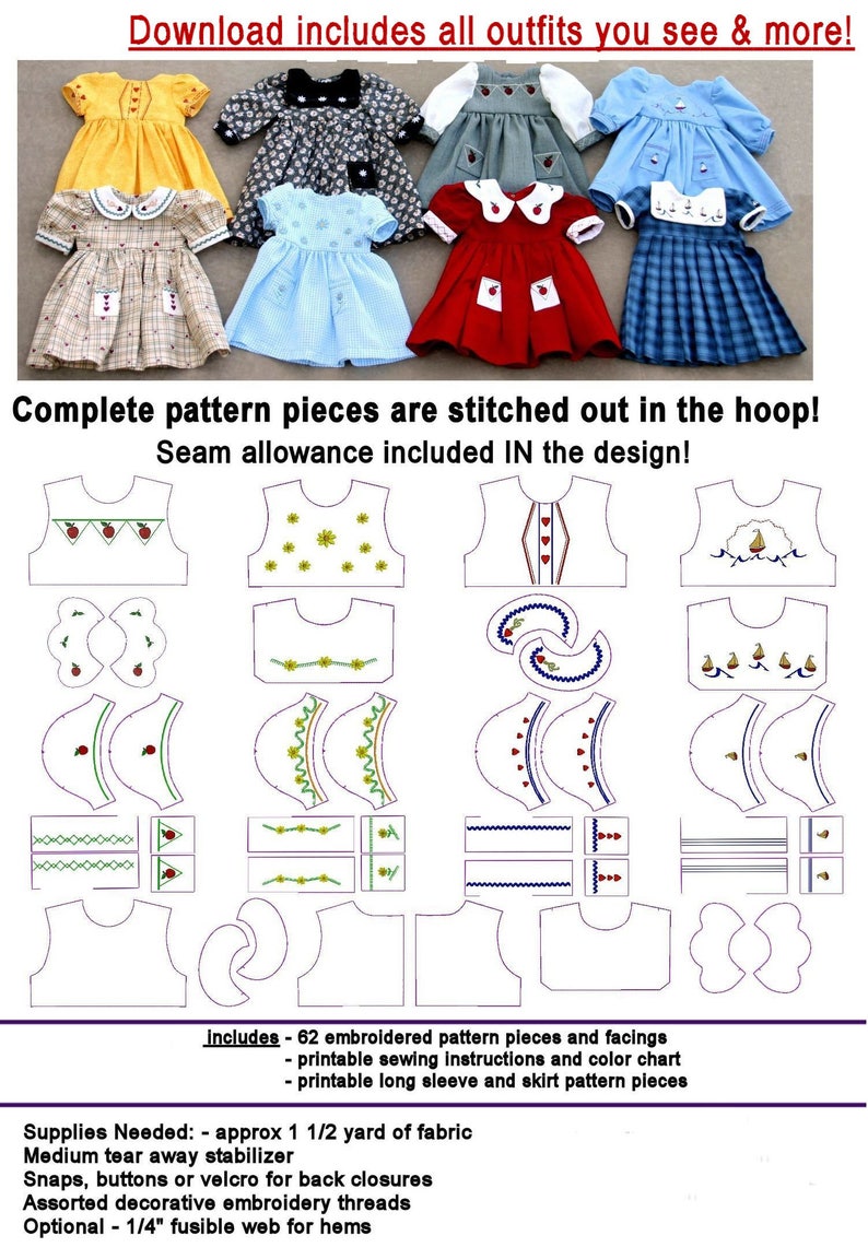 18 Doll Dresses  fits American Girl....D001 ......In image 1