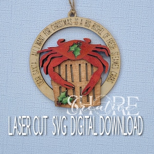 Liebe Weihnachtskrabbe mit Scheffelkorbornament, laserfertig, digitaler Download, SVG