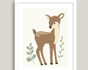 Deer Print,Kids Poster,Deer Nursery Art, Printable Kids Art,Animal Nursery Print, Printable Nursery Wall Art, Kids Room Decor