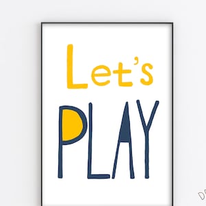 Let&#39;s Play Printable, Nursery Quote Print, Let&#39;s Play Sign, Digital Print, Let&#39;s Play Wall Art, Playroom Decor printable, Playroom Decor