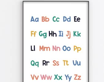 Alphabet Printable, ABC Poster, Alphabet Wall Art, ABC Wall Art, ABC Nursery Art Sign, Nursery Sign, Lowercase Alphabet Poster, Kids Room