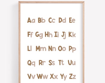 Neutral Alphabet Poster, ABC Print,Alphabet Wall Art , Printable Wall Art, Kids Room Decor, Nursery Decor, Lowercase Alphabet Poster