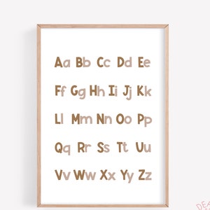 Neutral Alphabet Poster, ABC Print,Alphabet Wall Art , Printable Wall Art, Kids Room Decor, Nursery Decor, Lowercase Alphabet Poster