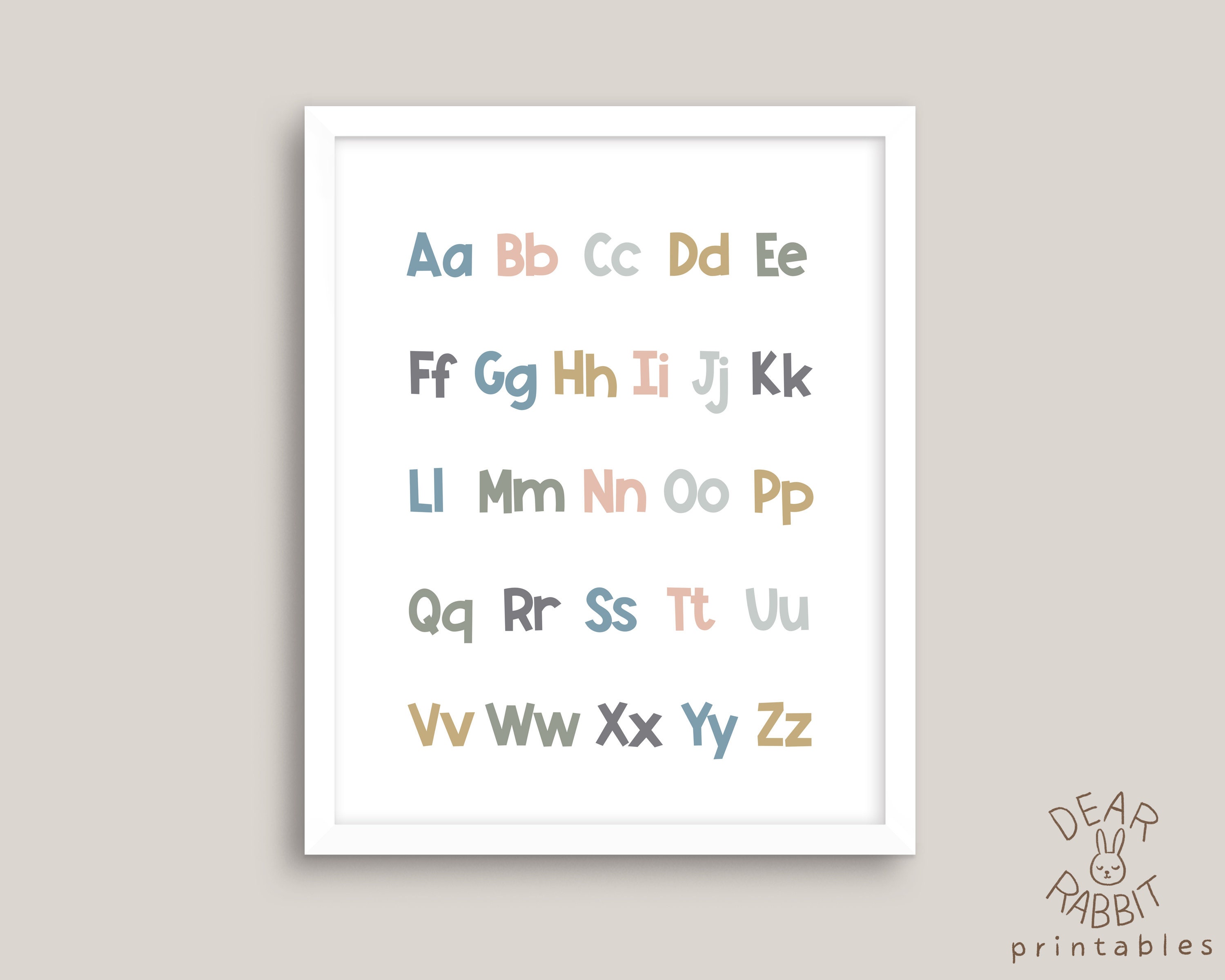 Neutral Alphabet Poster, ABC Print,alphabet Wall Art , Printable Wall ...