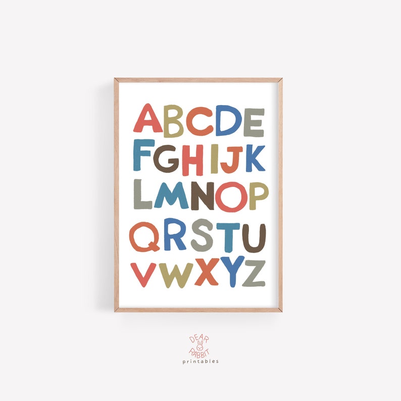 Printable Alphabet Posterbrown&amp;red Color Printable Wall Art - Etsy