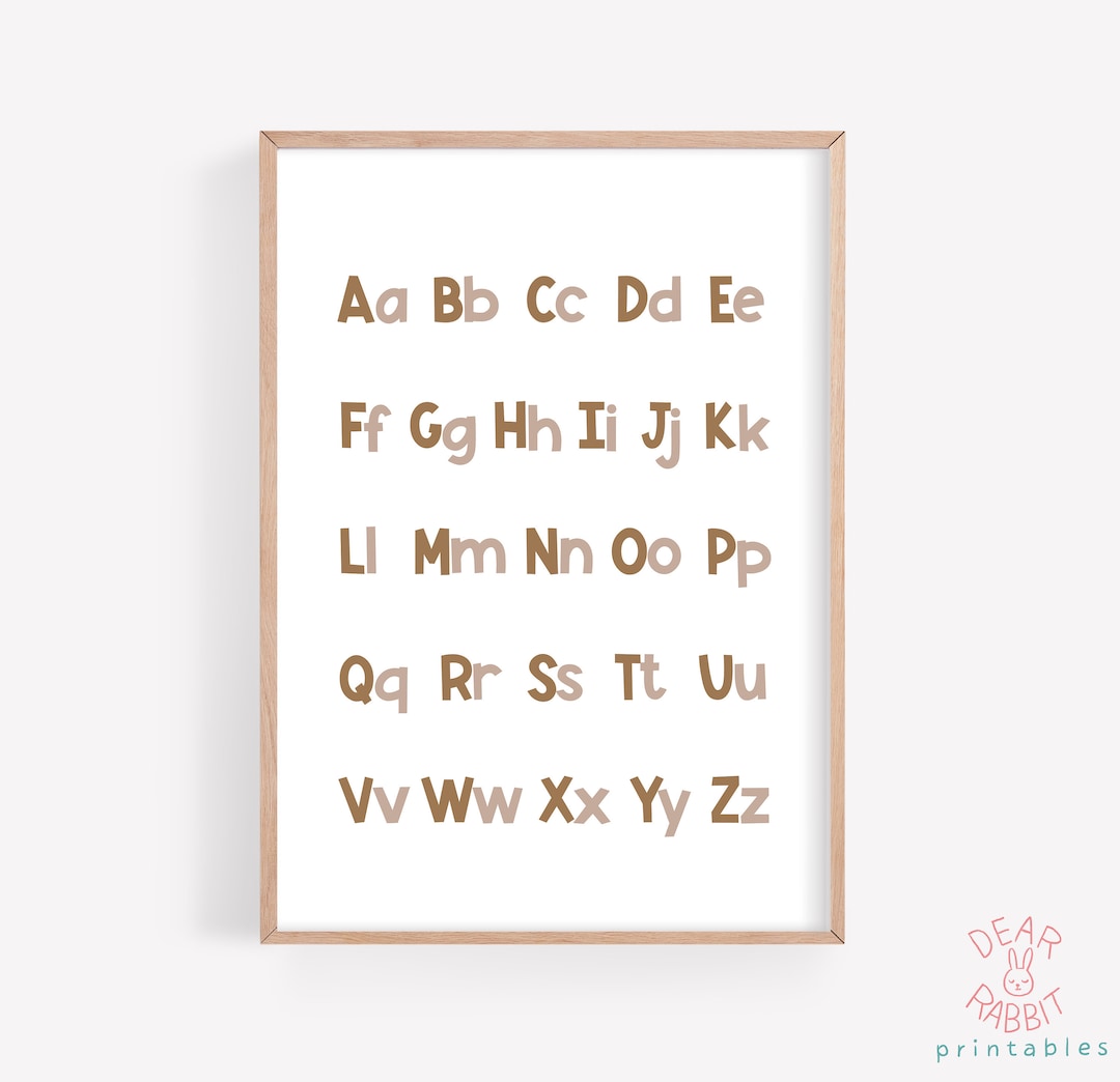 Neutral Alphabet Poster, ABC Print,alphabet Wall Art , Printable Wall ...