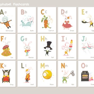 Alphabet Flashcards Digital Download, Printable Flashcards, ABC Flashcards, Alphabet Picture Flashcards, First Learning Cards for Toddlers