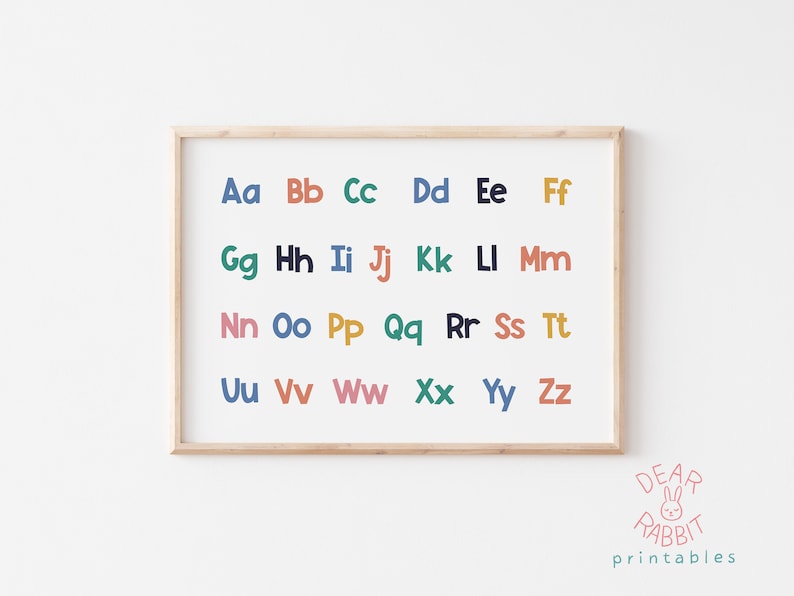 Alphabet Horizontal Printable Poster, Alphabet Wall Art, Lowercase