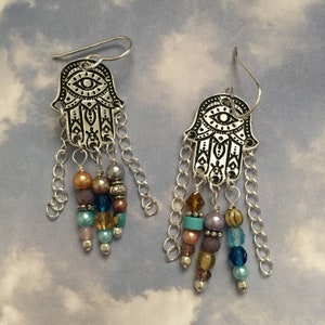 Silver Hamsa Hands Earrings