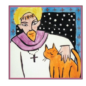 St. Francis with Orange Cat Blank Notecard