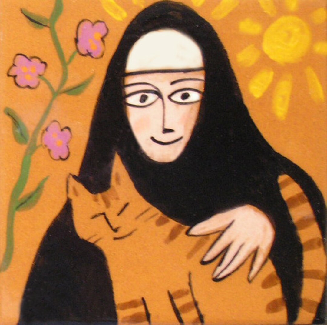 St. Gertrude & Cat 8x8 Matted Print Etsy