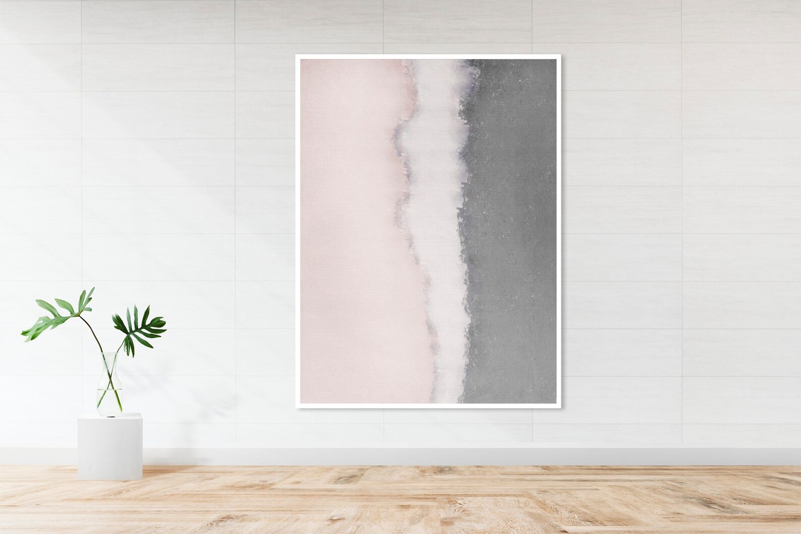 Blush Pink and Grey Abstract Art, Oil on Canvas Printable Art, Original ...