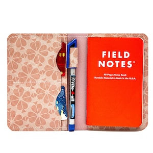Funda para notas de campo sin piel con soporte para bolígrafo y ranura para tarjetas. Funda para cuaderno de bolsillo sin piel. Estuche ecológico para notas de campo