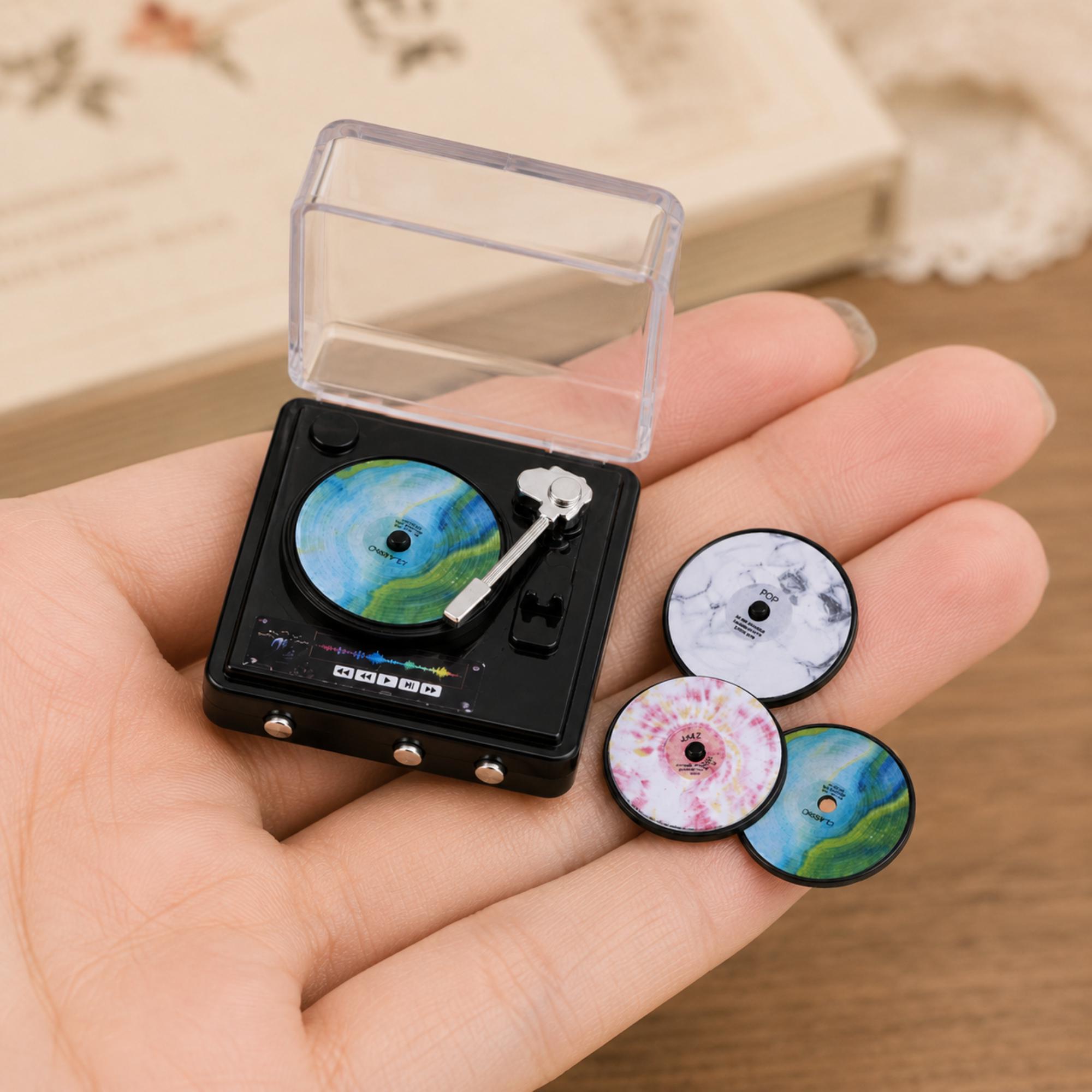 GALPADA Platine Vinyle Miniature électrique – Décorative Pour Maison De Poupée – Modèle Rétro Compact – Décoration Intérieure
