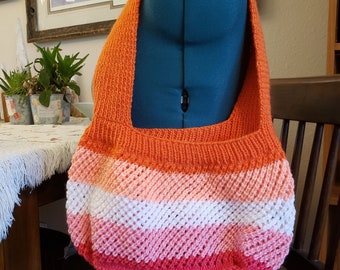 Lesbian Sapphic WLW PRIDE Flag Bag, Farmer's Market Bag, Reusable Bag, Shoulder Bag, Shopper Bag, Beach Bag, Mesh Tote