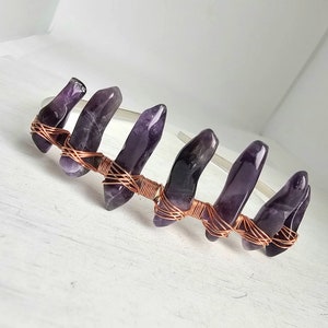 Amethyst Gemstone Crown - Faerie Wear - Hair Jewelry - Costume Accessory - Celtic Tiara - Tribal Goddess - Purple Copper Silver