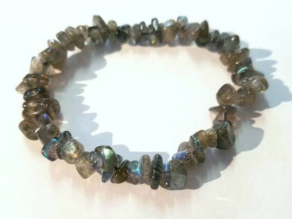 7 Labradorite Chip Bead Stretch Bracelet Stackable | Etsy