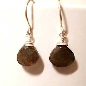 Wire Wrapped Andalusite & Sterling Silver Earrings - Minimalist Elegance - Gift for Her - Anniversary Gift