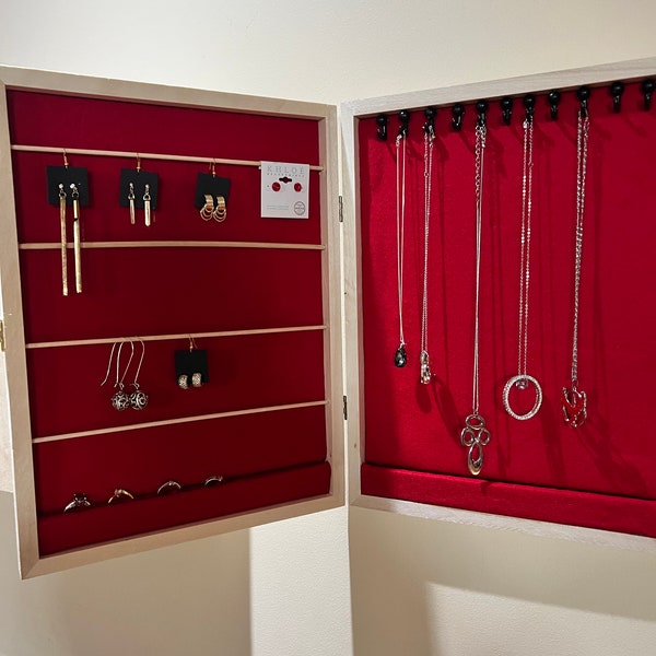 personalized Jewelry holder/gift/Jewelry organizer/jewelry storage/wall mounted jewelry holder/earring display/jewelry cabinet
