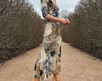 Roberto Cavalli S/S 2003 Tattoo Dress Designer Vintage Rare