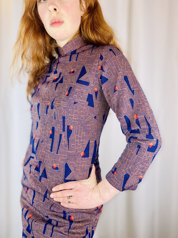 1960’s Abstract Tailored Mod-dress in wool Mandari