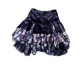 MARITHE + FRANCOIS GIRBAUD Pleated Silk Skirt 90 S Designer