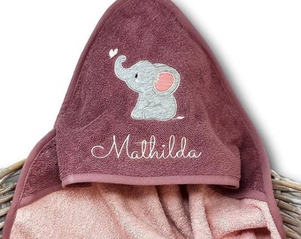 Hooded towel embroidered with name / gift for the birth of a girl / hooded towel for baby girls / baby gift for the birth of a girl