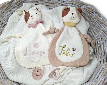 Gift for birth / comforter with name / pacifier cloth / pacifier holder personalized / baby gift birth / baby gift birth