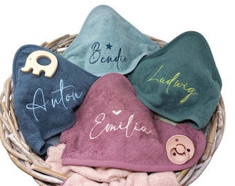 Kapuzenhandtuch mit Namen bestickt / Geschenk zur Geburt / Kapuzenhandtuch personalisiert / Taufgeschenk / Babygeschenk