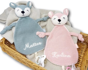 Geschenk zur Geburt / Schmusetuch mit Namen / Schnullertuch / Schnullerhalter personalisiert / Babygeschenk Geburt