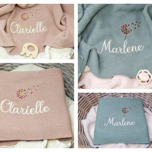 Babydecke mit Namen bestickt / Strickdecke Baby / Taufgeschenk / Babydecke personalisiert Babygeschenk Taufe / Geschenk zur Geburt Bild 5