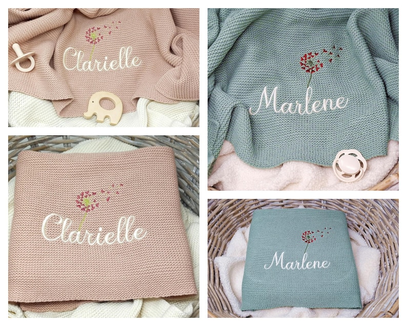 Babydecke mit Namen bestickt / Strickdecke Baby / Taufgeschenk / Babydecke personalisiert Babygeschenk Taufe / Geschenk zur Geburt Bild 5