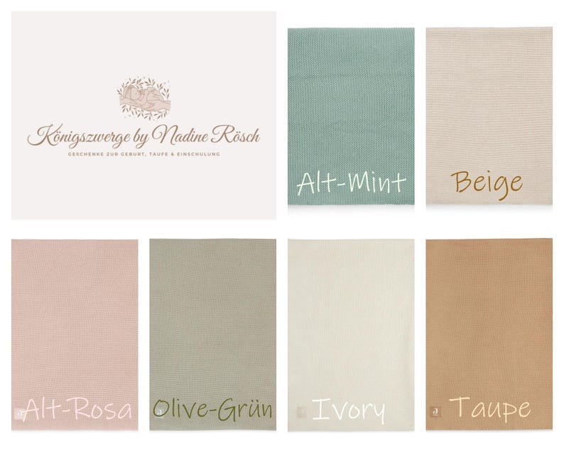 Babydecke mit Namen bestickt / Strickdecke Baby / Taufgeschenk / Babydecke personalisiert Babygeschenk Taufe / Geschenk zur Geburt Taupe
