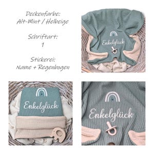 Manta de bebé de muselina / tejida con nombre bordado / manta de bebé tejida / manta de bebé personalizada con nombre / regalo de bebé / regalo de bautizo imagen 11