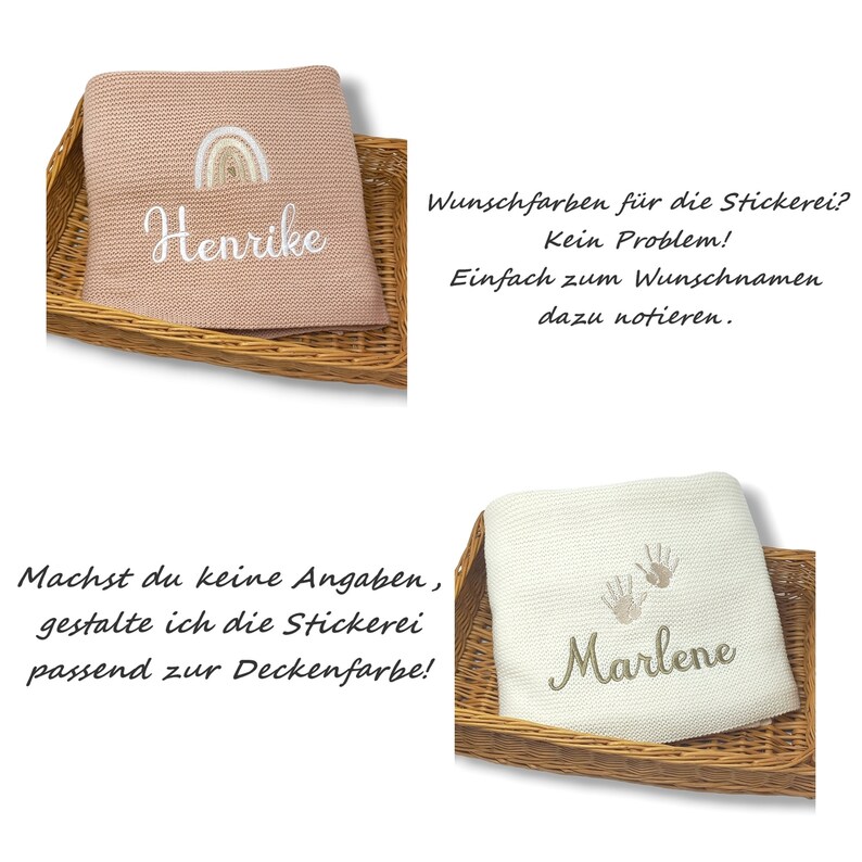 Babydecke mit Namen bestickt / Babydecke personalisiert / Babydecke als Geschenk zur Geburt / Babydecke personalisiert / Babygeschenk Bild 4