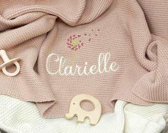 Babydecke Altrosa mit Namen bestickt / Babydecke Mädchen personalisiert / Geschenk zur Geburt / Babydecke personalisiert / Babygeschenk