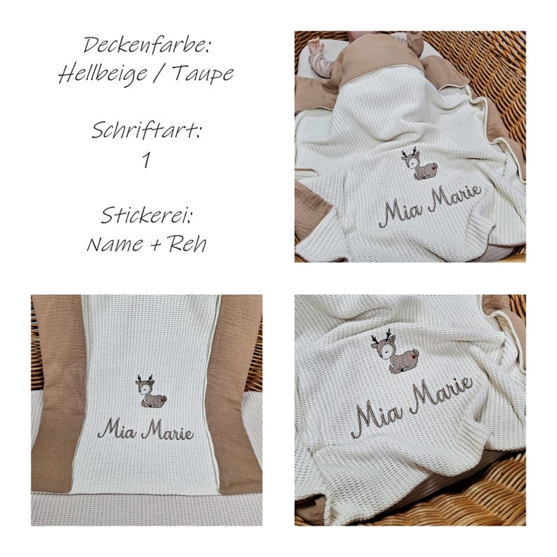 Manta de bebé de muselina / tejida con nombre bordado / manta de bebé tejida / manta de bebé personalizada con nombre / regalo de bebé / regalo de bautizo imagen 9