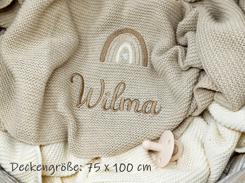 Baby blanket rainbow / 5 colors / baby blanket personalized / baby blanket as a birth gift / baby blanket name embroidered image 3