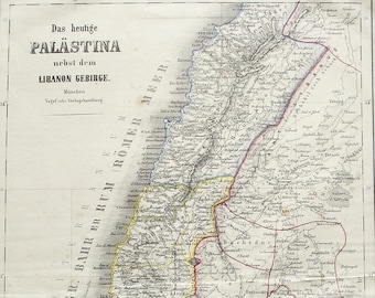 Antique Map of Palestine, Israel Map, Jerusalem Wall Map, Wall Decor, housewarming gift