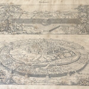 Antique Map, Ancient Fortifications, Fort Architecture Print