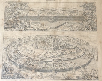 Antique Map, Ancient Fortifications, Fort Architecture Print
