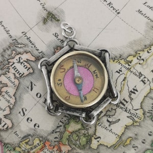 Solid Silver Compass Fob Fox Compass Charm Antique German - Etsy UK