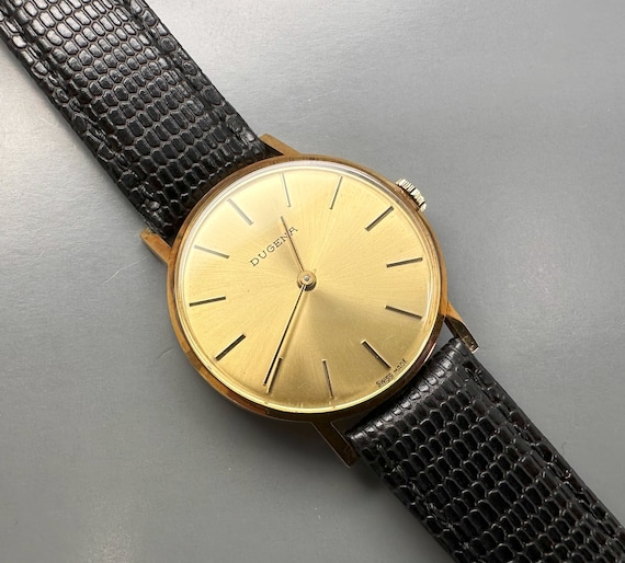 Dugena Swiss 14k Gold Watch Cool BAUHAUS Look Etsy Norway
