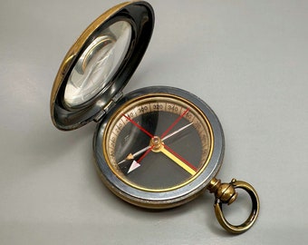 Rare Antique British Pocket Compass, Prospecting Compass by Francis Barker & Son