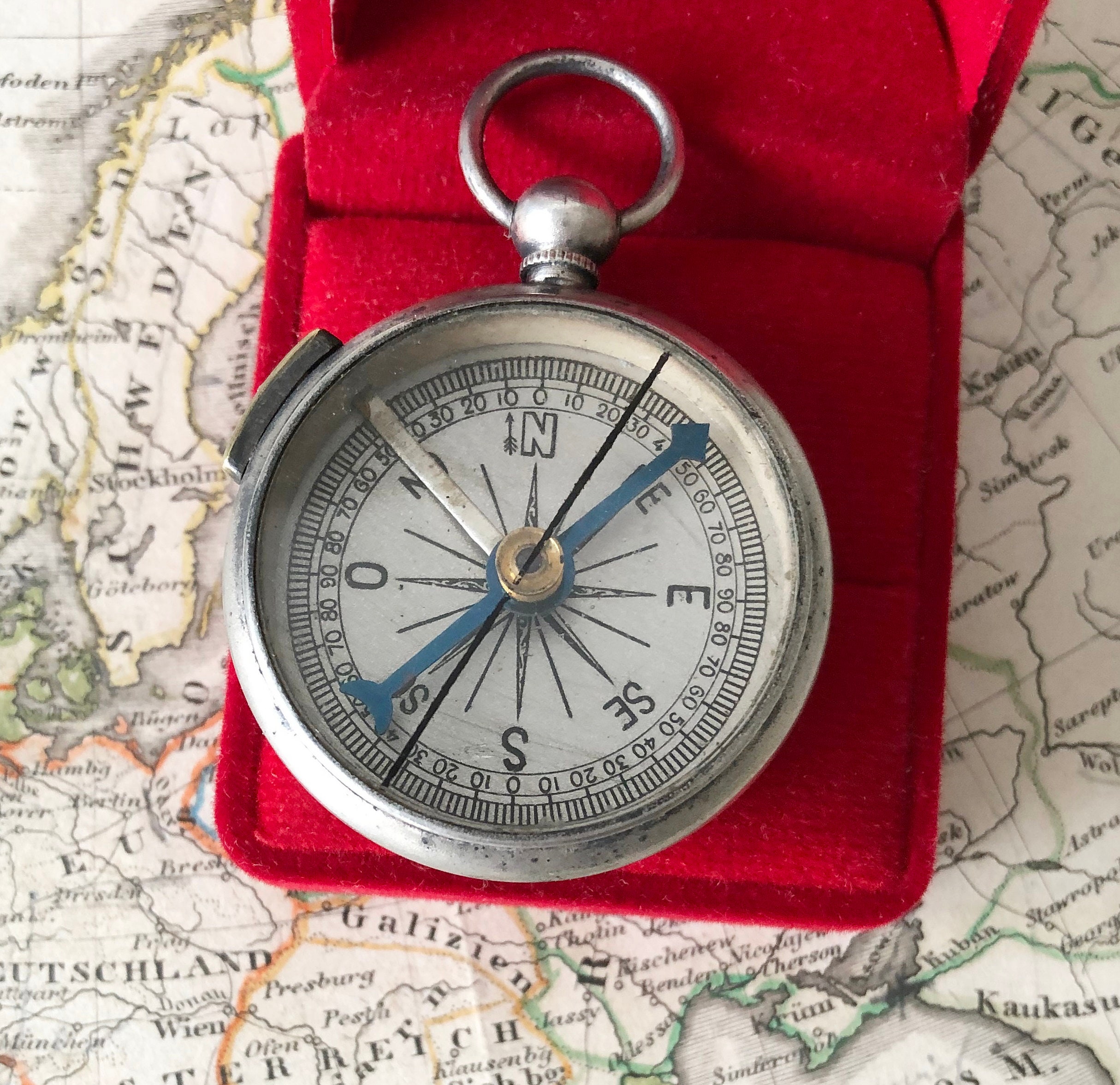 Rare Antique French Pocket Compass Etsy