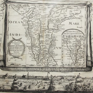 Ancienne carte de l'Inde, Ceylan, histoire ancienne, classiques, décoration murale