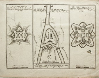 Antique French Fortifications Map: Flanders, Belgium, 18th Century