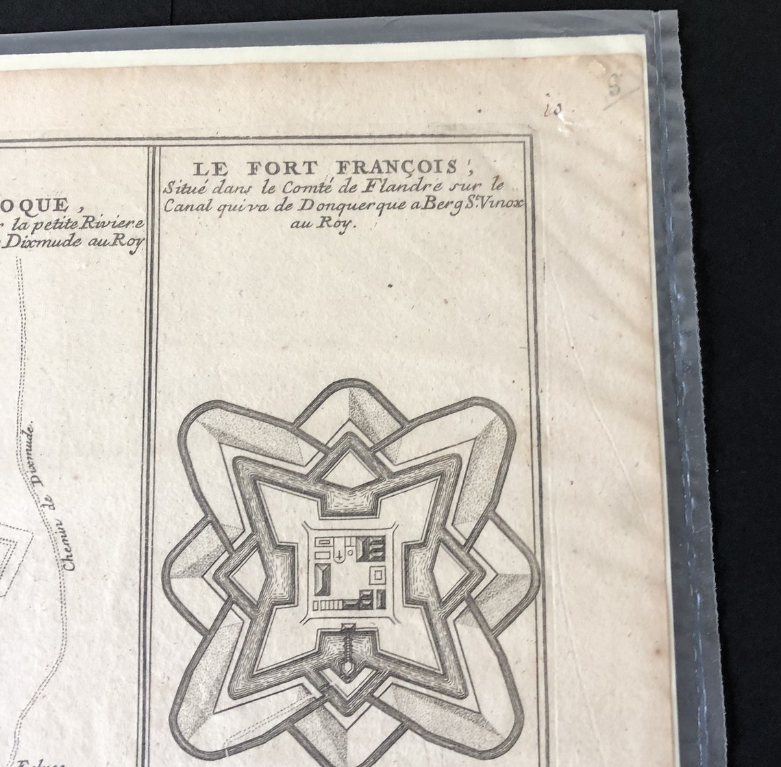 Antique Map French Fortifications Fort Louis Fort Dela Etsy