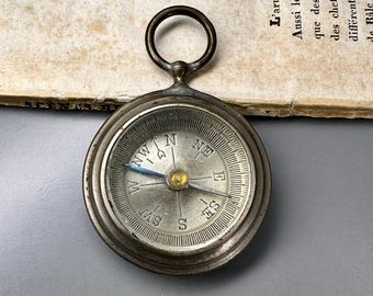 Vintage Pocket Compass, Compass Fob